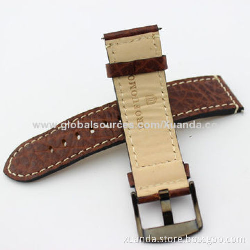 Good-quality cow leather strap watch bands for men, IPB stainless steel buckle, 100pcs MOQ